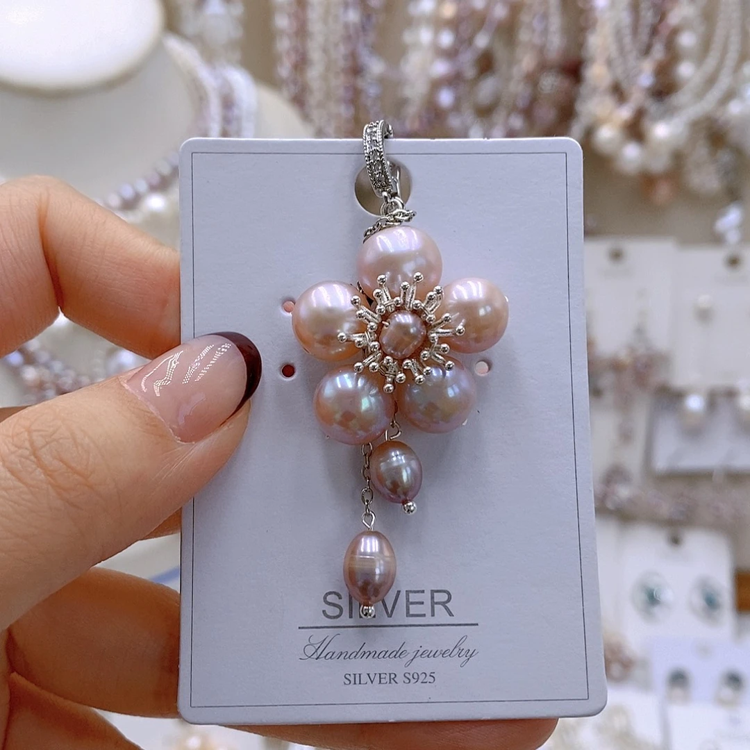 颈饰银S925镶嵌淡水珍珠