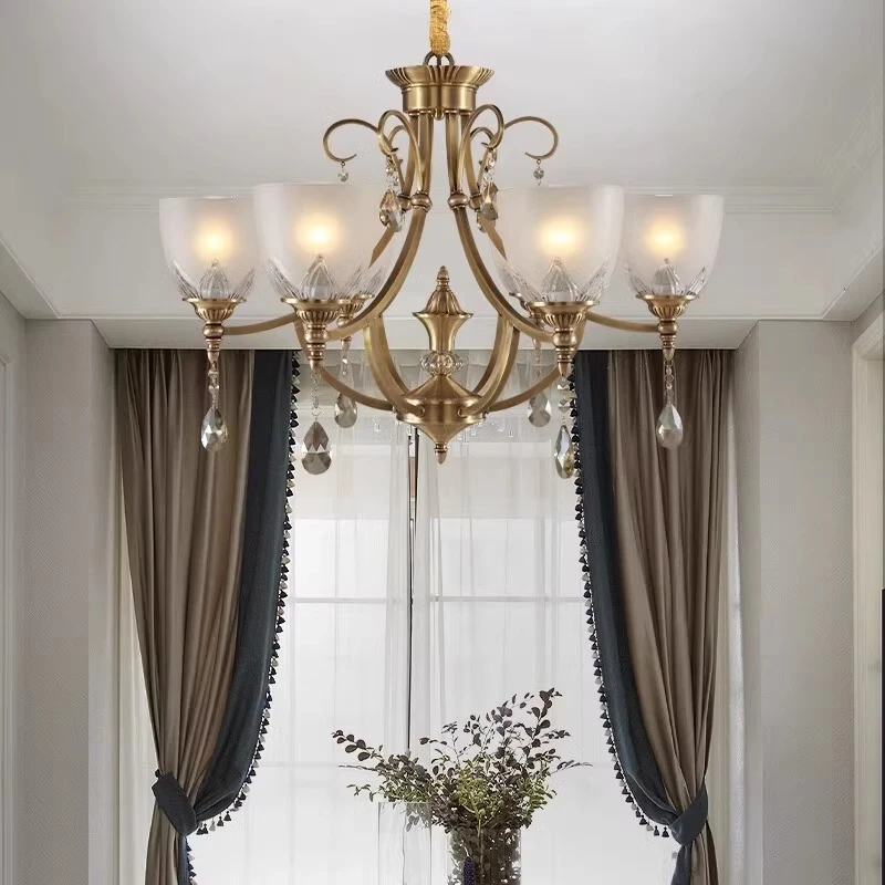 美式复古家用创意简约餐厅欧式法式家用吊灯轻奢大气玄关别墅书房