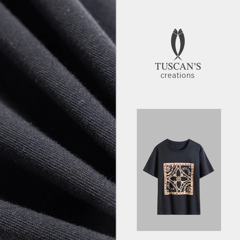 TUSCAN'S CREATIONS潮流百搭女士短袖T恤日常宽松衬衫时代双鱼