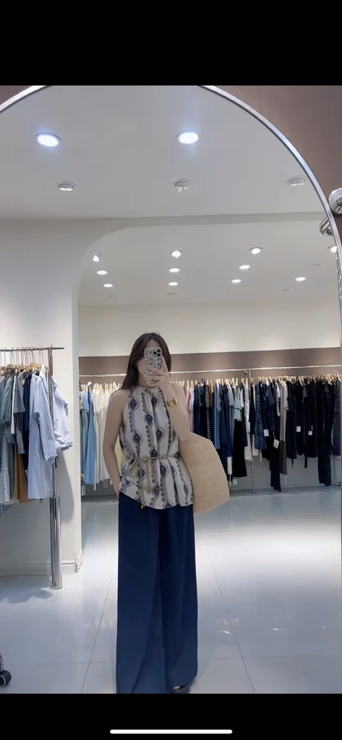 波西米亚风无袖上衣搭配时尚阔腿裤休闲套装