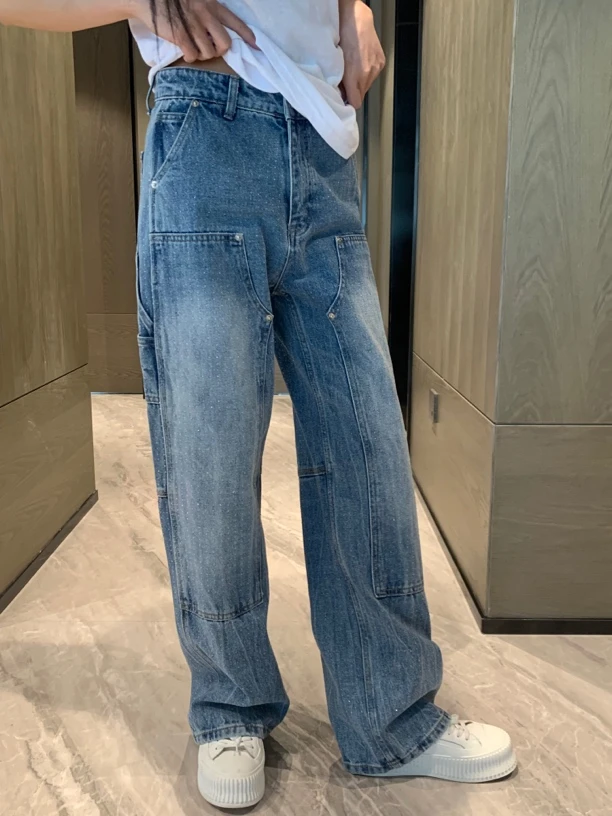 Uniiii/25ss带钻/不带钻大王工装显瘦百搭牛仔裤