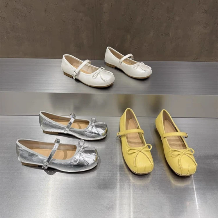 芭蕾鞋女2025新款法式一字带浅口配裙子单鞋蝴蝶结平底鞋玛丽珍鞋