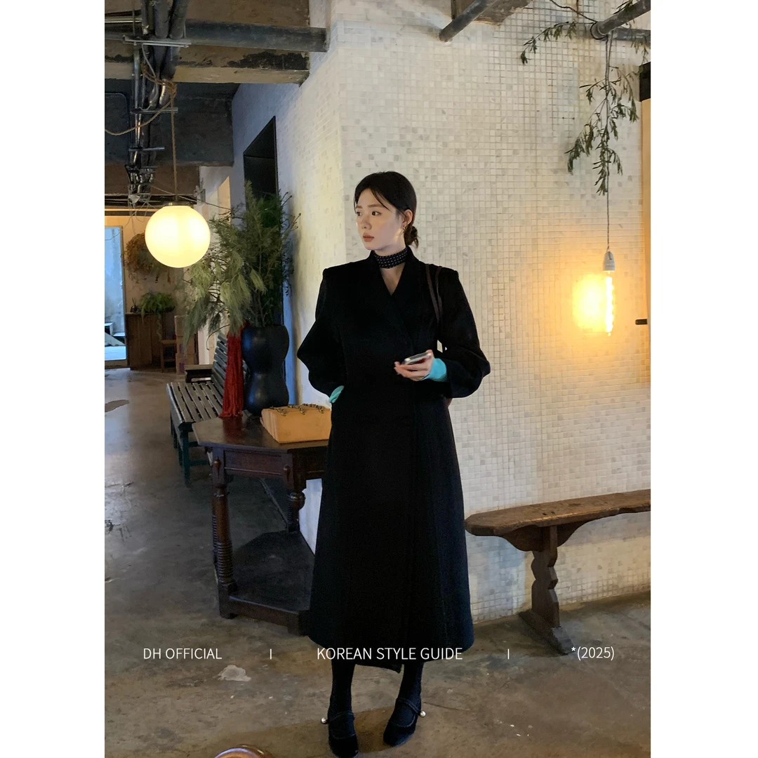 DH OFFICIAL 大花【黑标大衣】显瘦大衣韩版双面呢大衣毛呢外套
