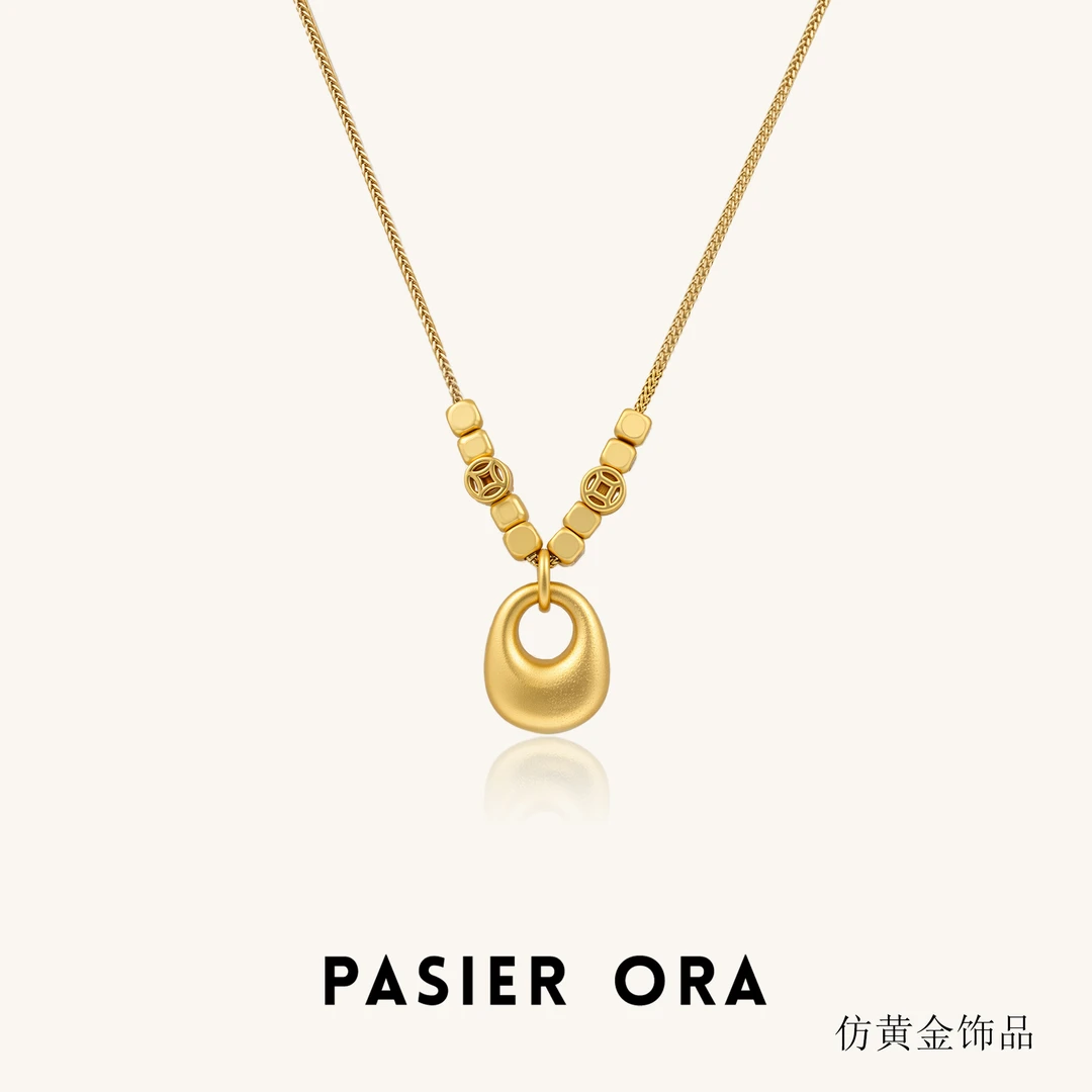 PASIERORA 铜合金项链 铜钱方糖小胖福项链GDR180