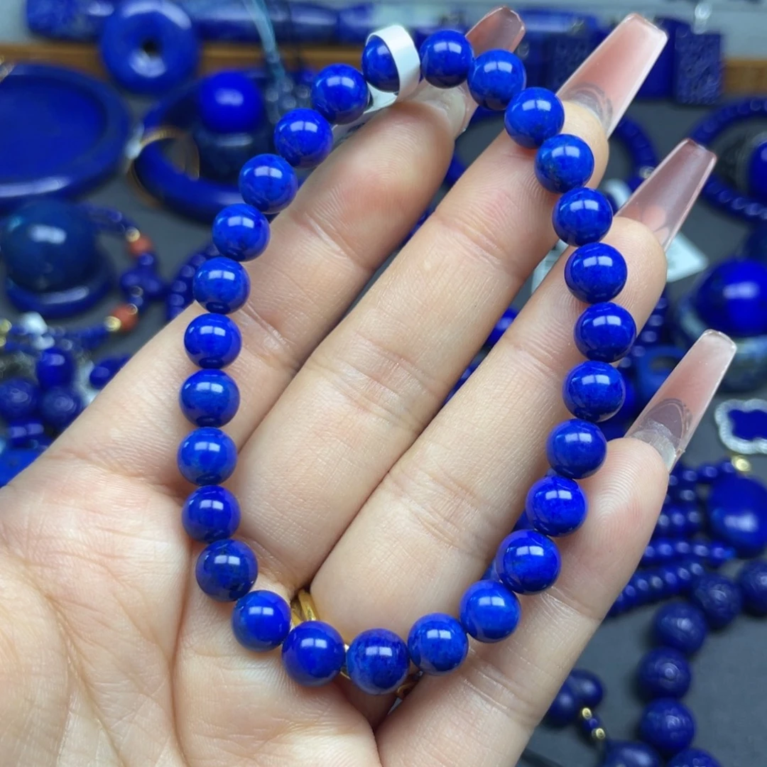 青金石未镶嵌7+圆珠手串