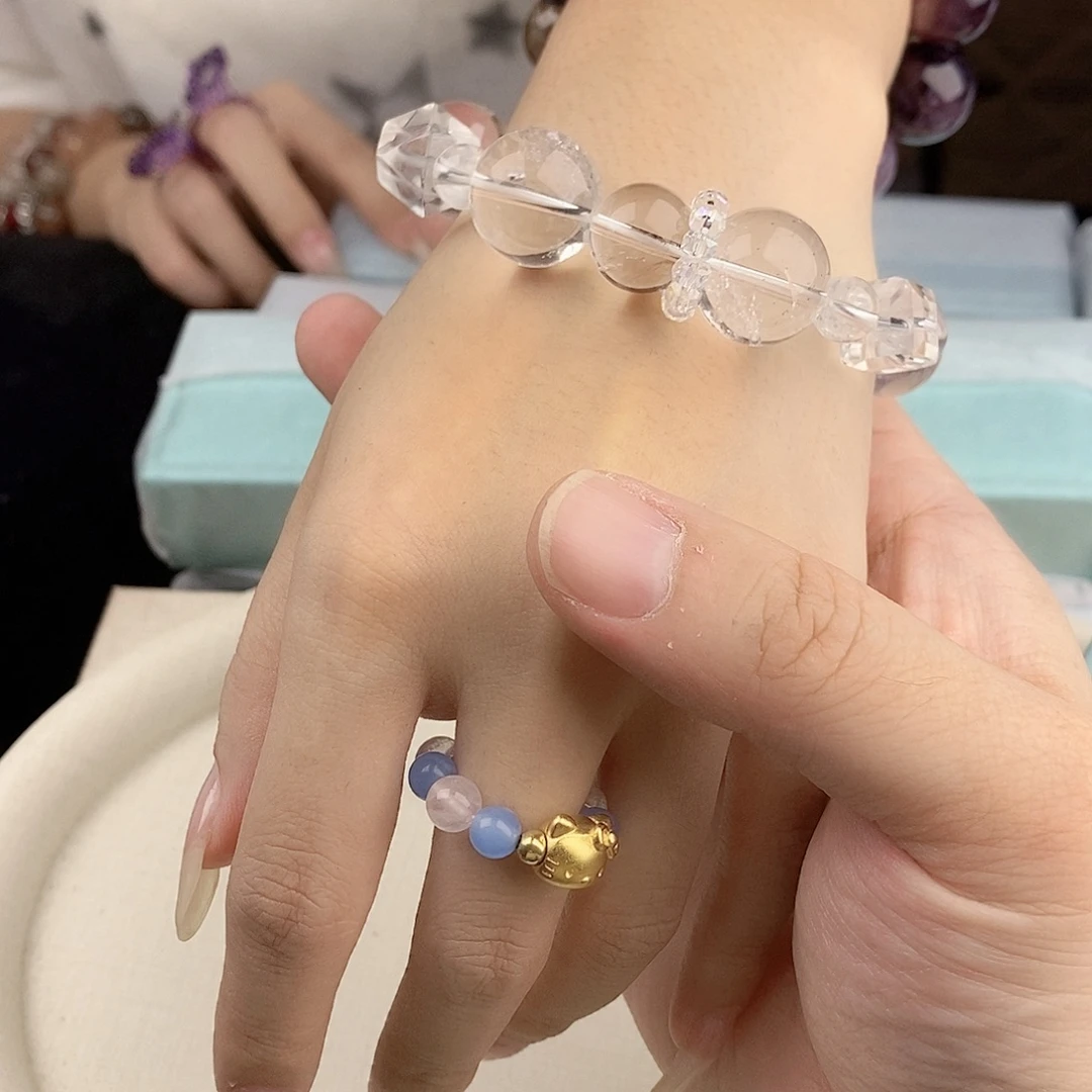 水晶银S925镀金镶嵌手链