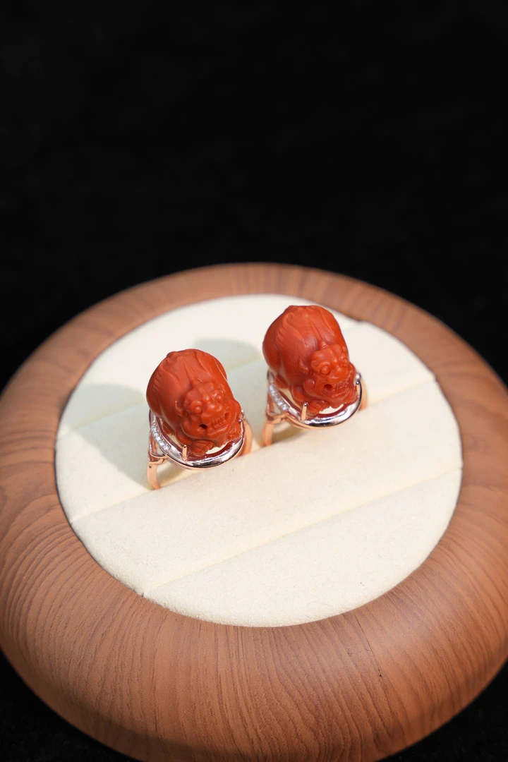 【元宝珠宝】南红貔貅保山磨砂戒指多样性发一件YB4212501