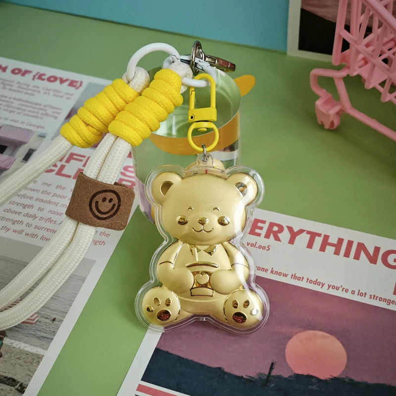 含金工艺品【中国金店】奶茶小熊卡通手机挂饰包包扣情人节女友礼物