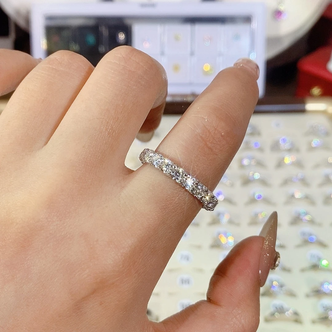 925银合成碳硅石古巴排戒满圈9