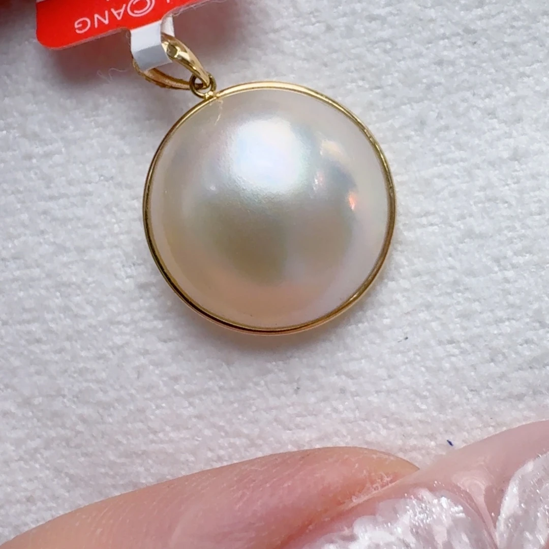 拼合珍珠（马贝珠）颈饰18K金镶嵌@@md004