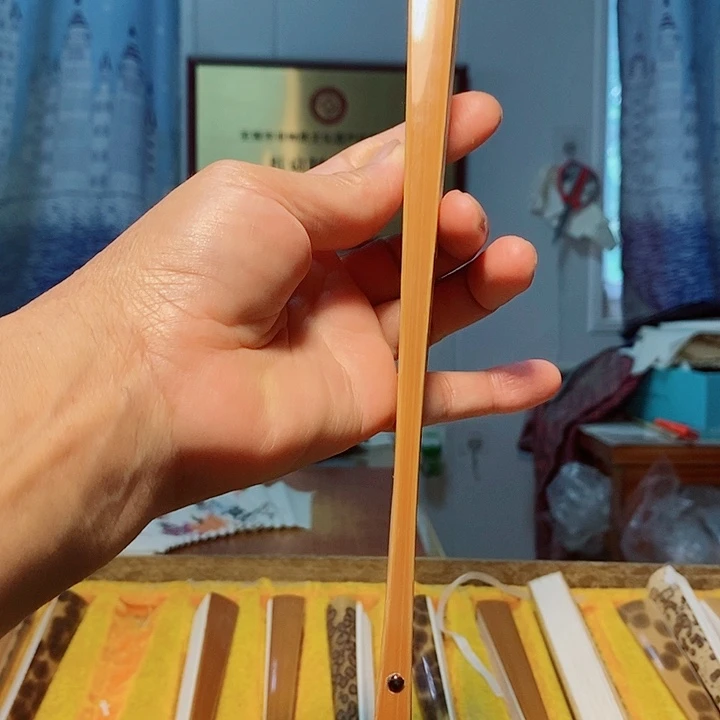 岁***痕扇子老玉竹95寸16方