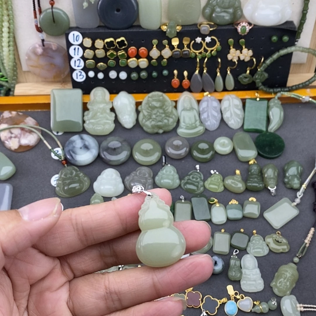 和田玉银S925镶嵌吊坠(不含链)