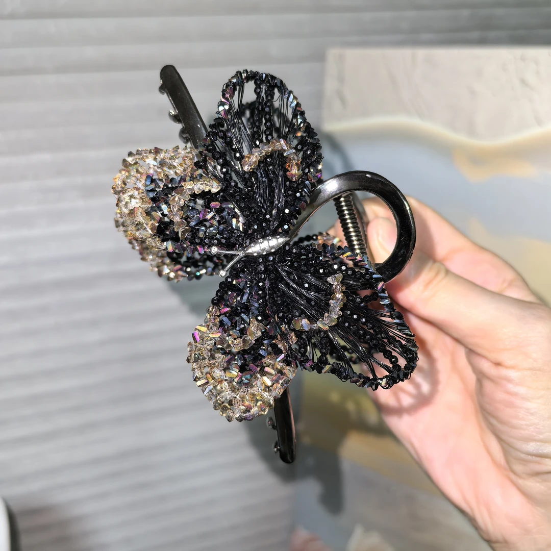 莫奈紫霞仙子黑蝴蝶抓夹小众设计气质独特日常高级感百搭款