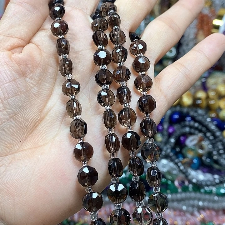 未镶嵌玛瑙/玉髓珠宝半成品天然茶晶切面卡8mm