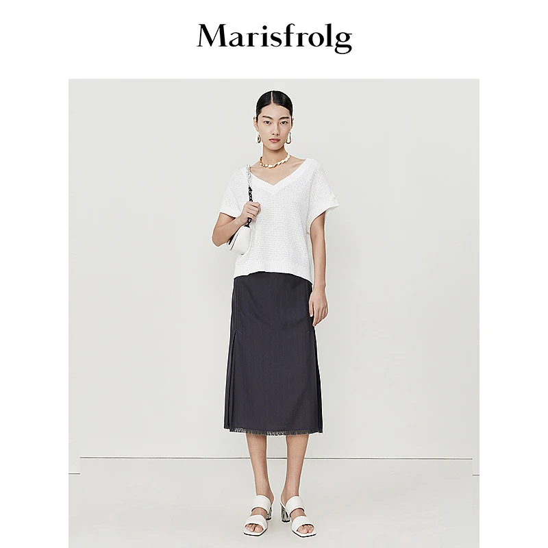 玛丝菲尔气质时尚休闲复古不规则设计师半裙A1CX22222