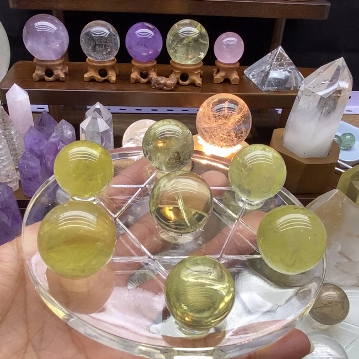 水晶未镶嵌摆件黄水晶七星球