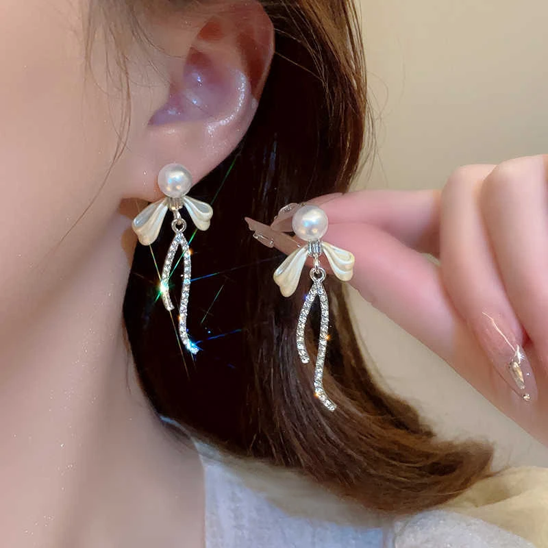 法式蝴蝶结流苏耳环女2024新款轻奢感小众设计耳钉耳饰夏