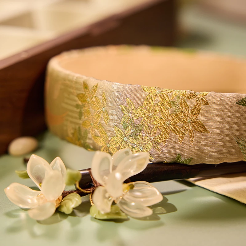 南京云锦研究所【云锦繁花飞鸟发箍】中式简约百搭发饰礼盒包装