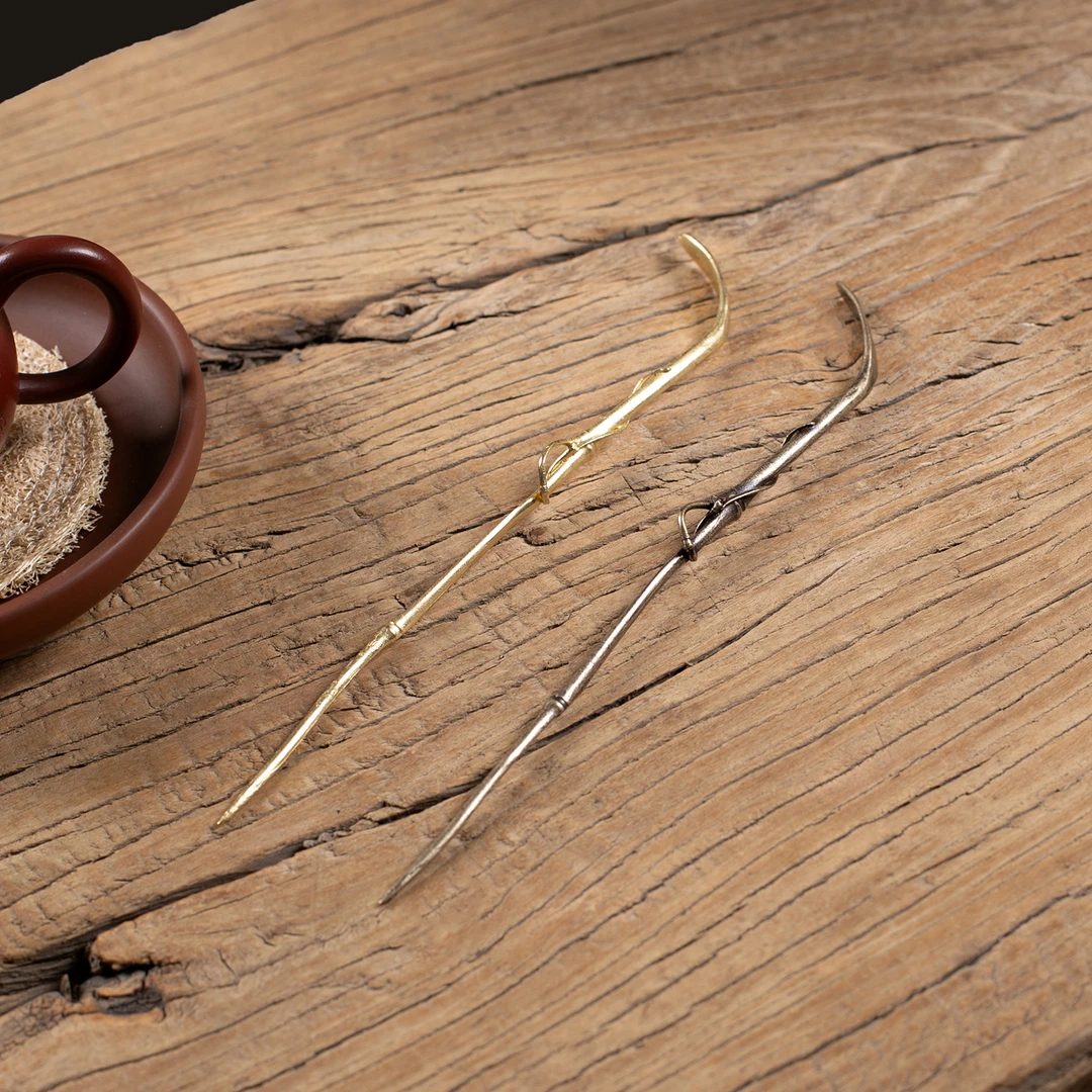 若容茶艺手工铸造黄铜茶拨茶勺复古茶匙茶扒茶针茶铲茶配件六君子