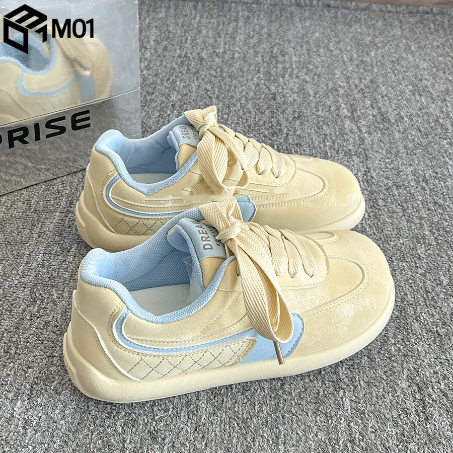 M01芒果头板鞋女款2025新款春季百搭鞋子厚底小白鞋复古德训鞋