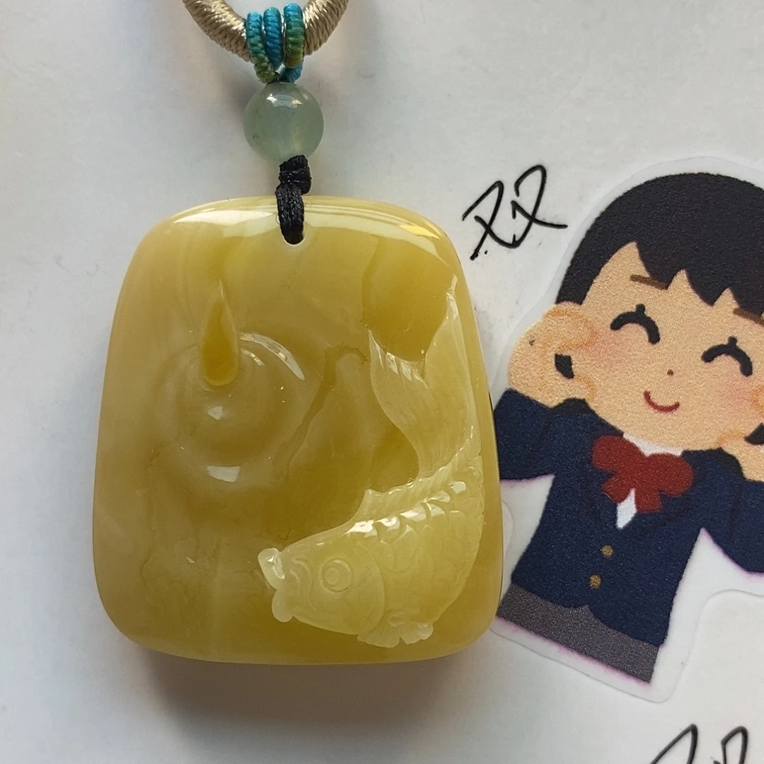 定制琥珀未镶嵌锦鲤