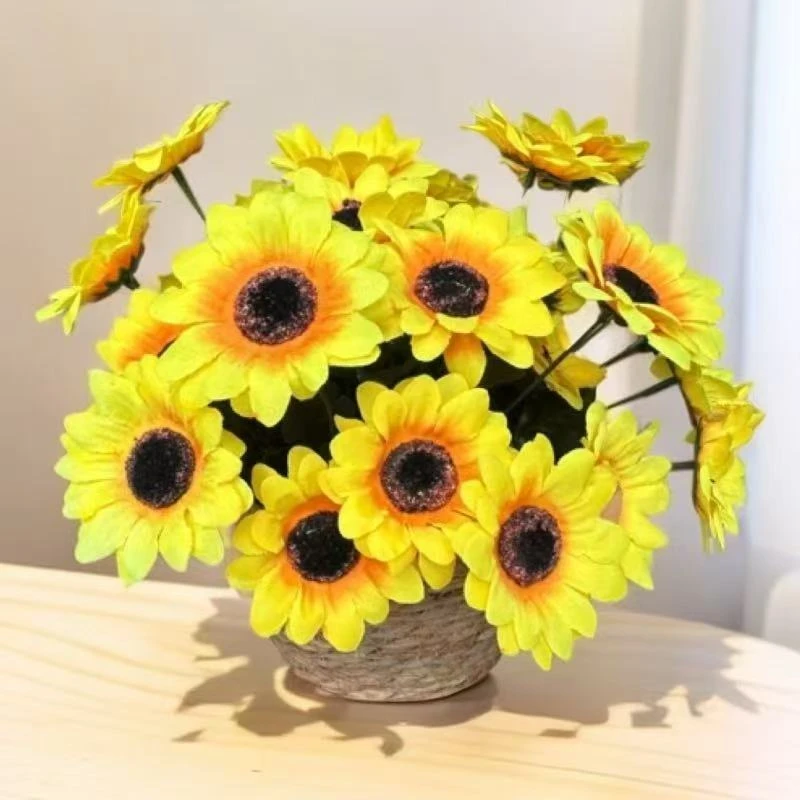 小向日葵太阳花仿真花绢布假花客厅餐桌摆花家居花艺装饰摆件花语