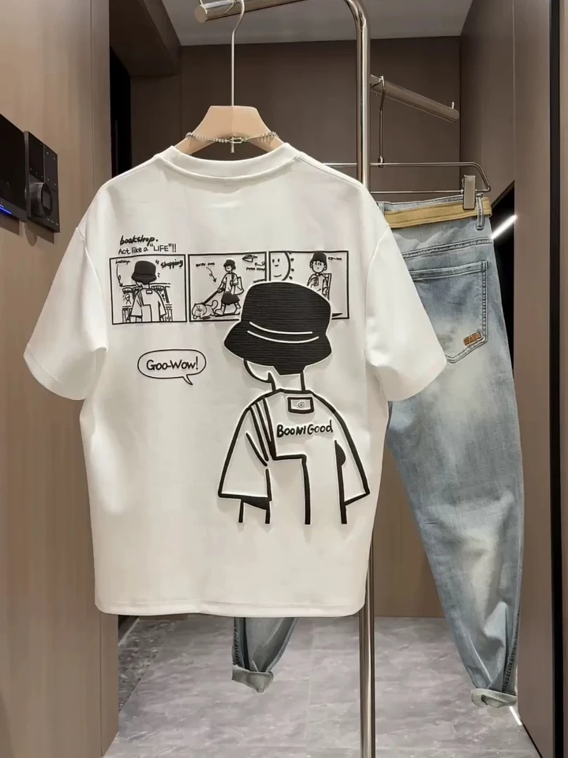 2025新款爆款夏季纯棉印花半袖高档男士短袖t恤体恤潮牌百搭上衣T