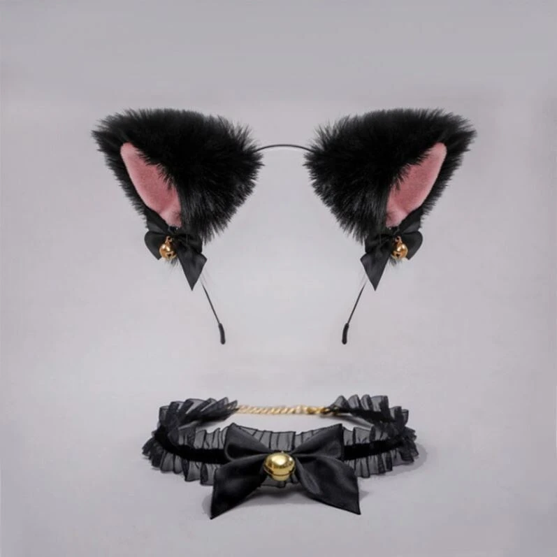 非镶嵌女用猫耳发箍铃铛项圈调情趣用具挑逗内衣配饰制服头饰情趣