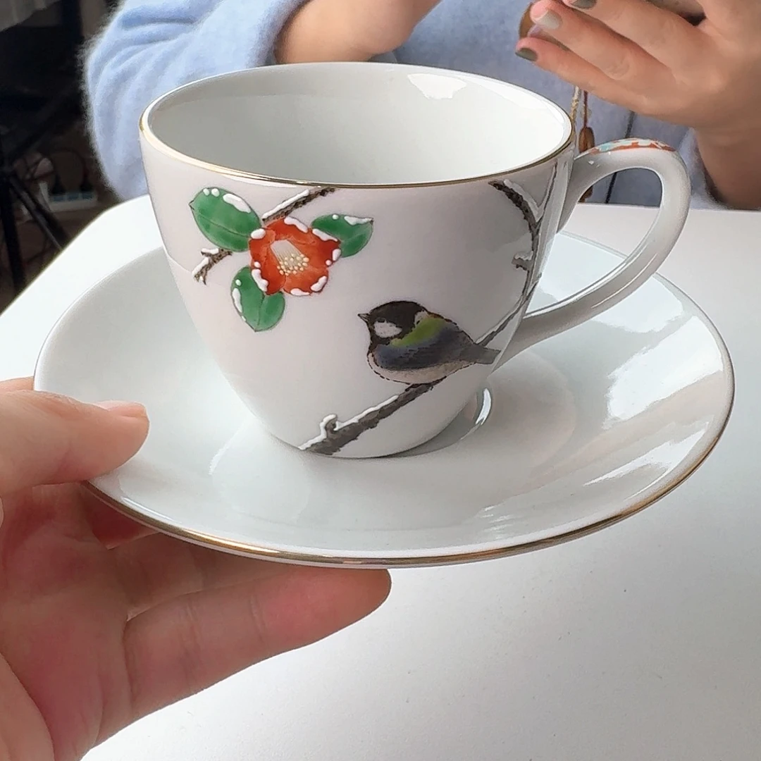 瓷片九谷烧中村陶志人咖啡杯碟