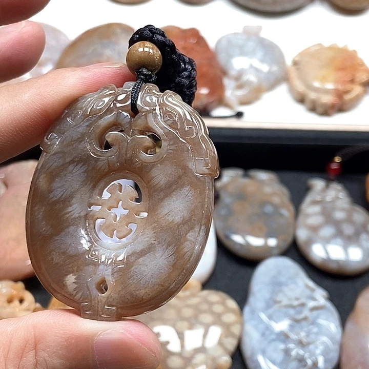 硅化珊瑚（珊瑚玉）未镶嵌颈饰