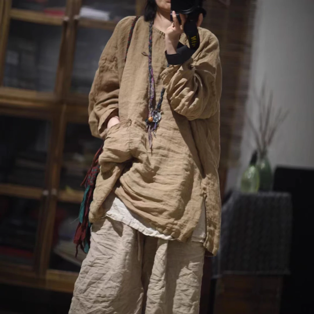 雨露麻手工缝线上衣 WY