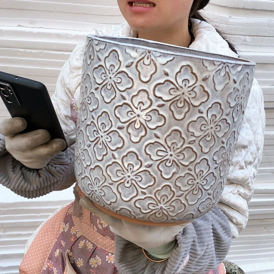 紫砂花盆瑕疵口20高20