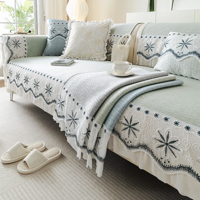 夏季轻奢高档沙发垫凉感冰丝沙发套罩巾防滑耐磨坐垫子百搭靠背巾