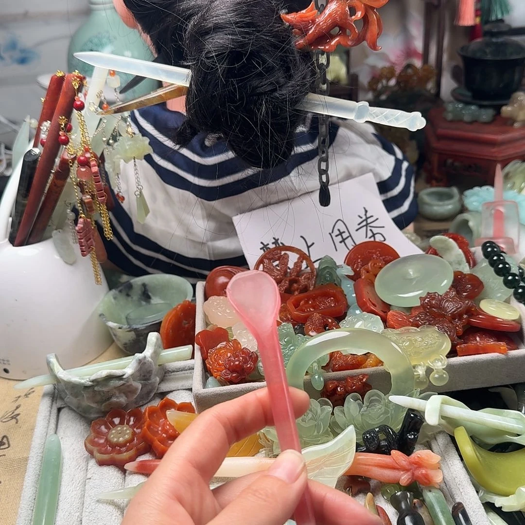 蛇纹石玉合金发饰