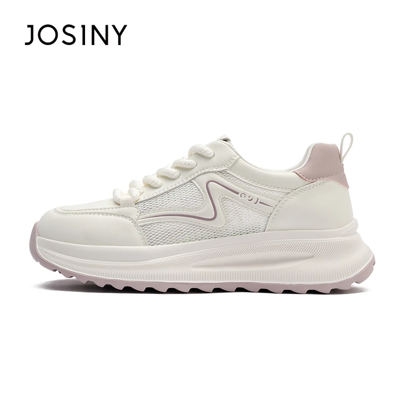 卓诗尼板鞋女2025年夏季新款时尚百搭舒适圆头厚底增高网面运动鞋