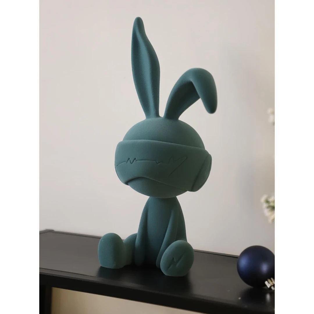 新中式客厅酒柜电视柜入户玄关高级感小众兔子坐姿摆件轻奢高档