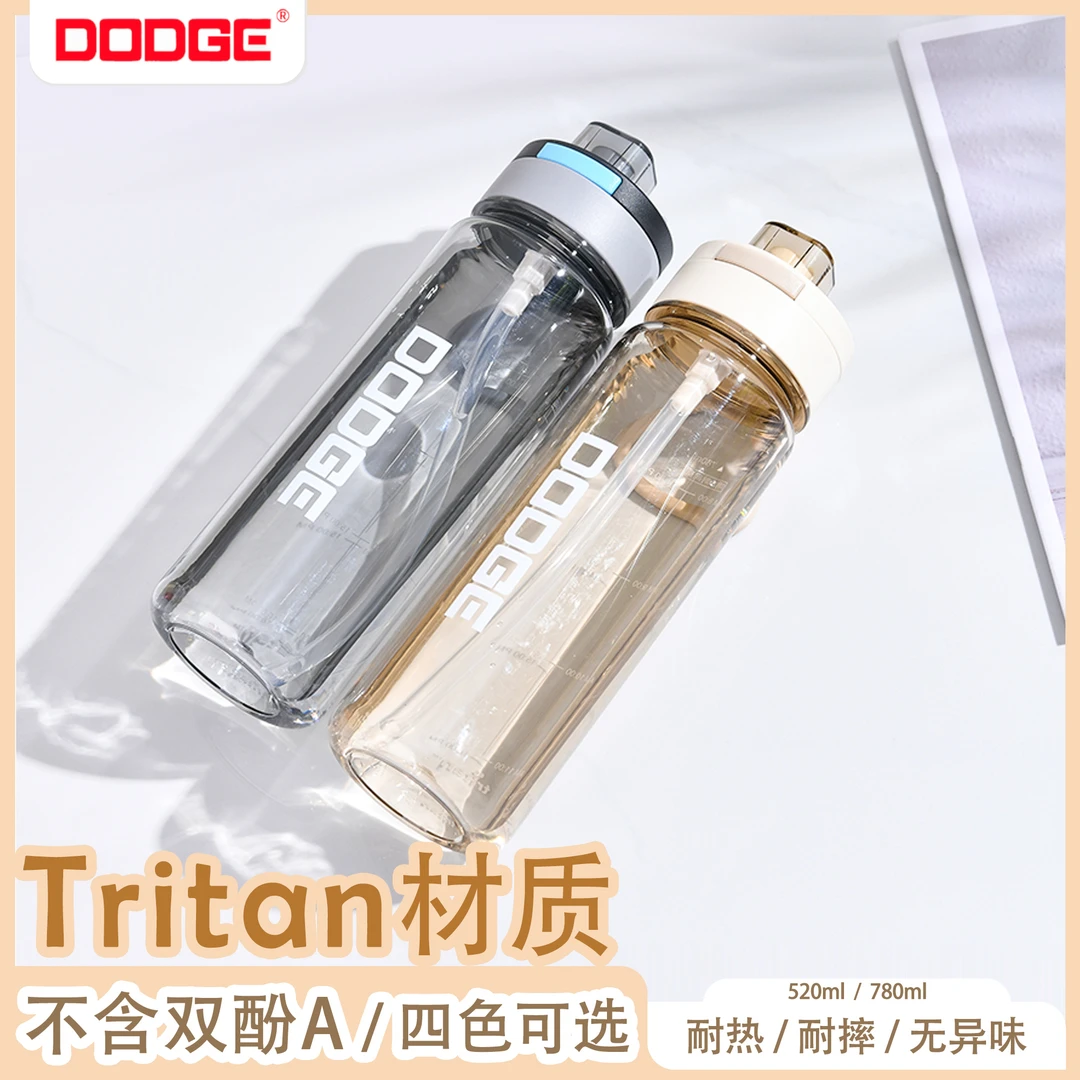 道奇Tritan材质时尚简约吸管防摔便携学生健身水杯校园杯子