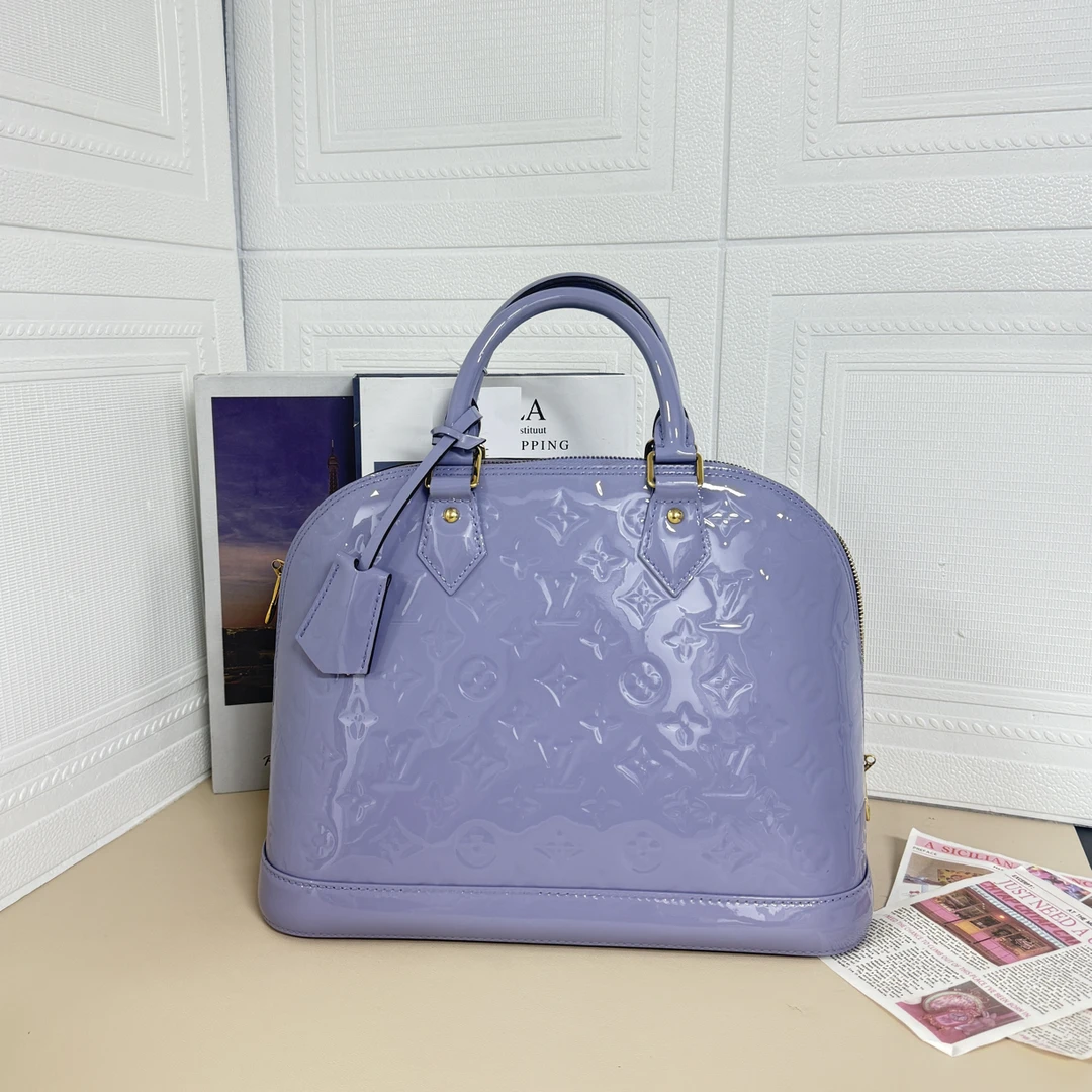 95新 LouisVuitton/路易威登 紫色中号贝壳手提包
