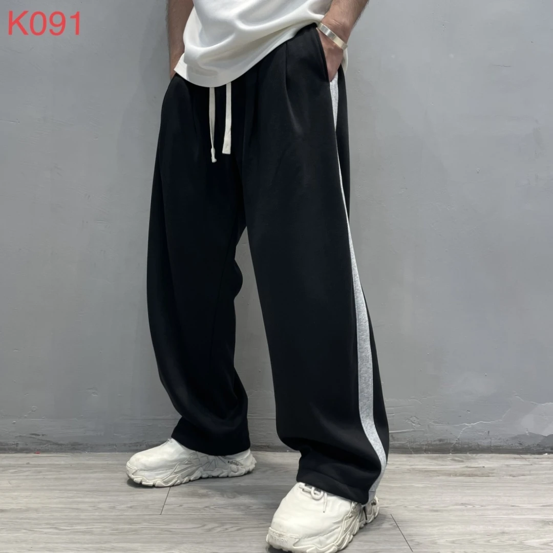 空气蛹K091时尚潮流宽松简约百搭炸街运动纯色垂感直筒休闲裤