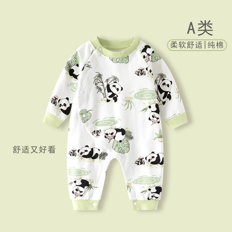 男宝连体衣春秋季纯棉长袖男女宝宝新生婴儿连体满月外出爬服哈衣