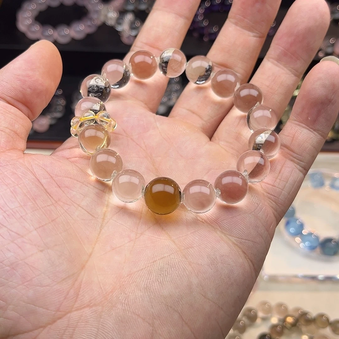 未镶嵌手链水晶12mm姜黄色