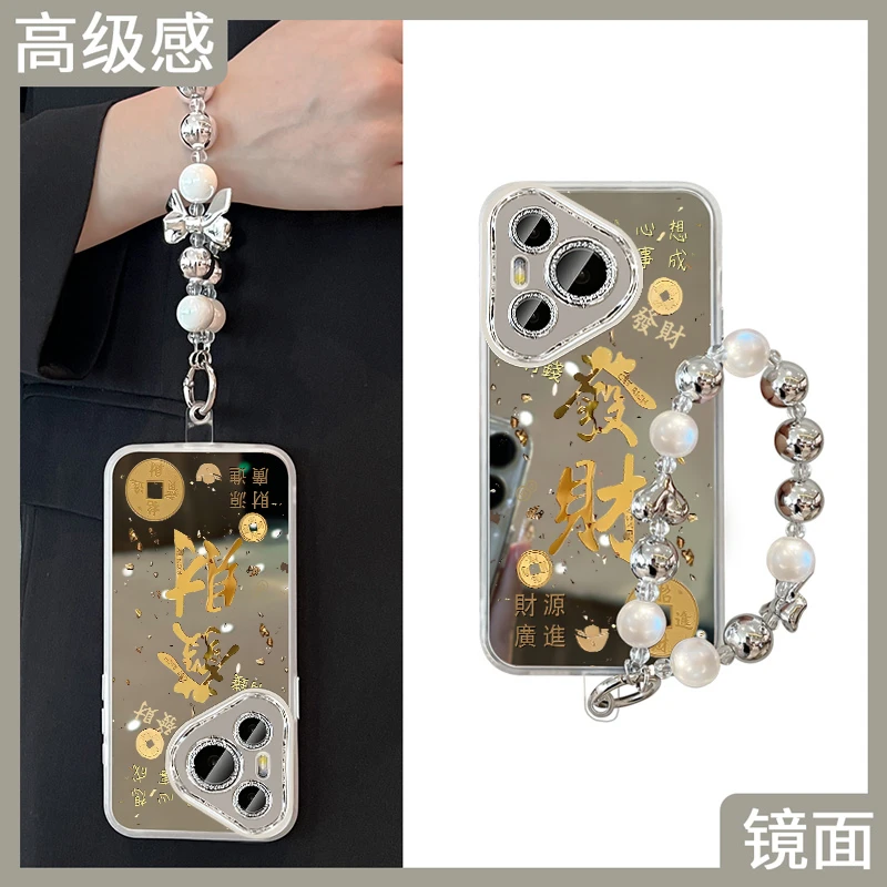 适用华为pura70pro手机壳镜面p70新年带镜子过年70ultra全包发财