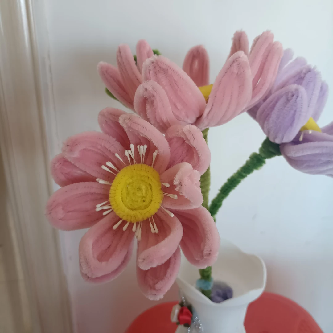 超好看的手工扭扭棒成品仿真荷花3枝（新店开业下单送百合花1枝）