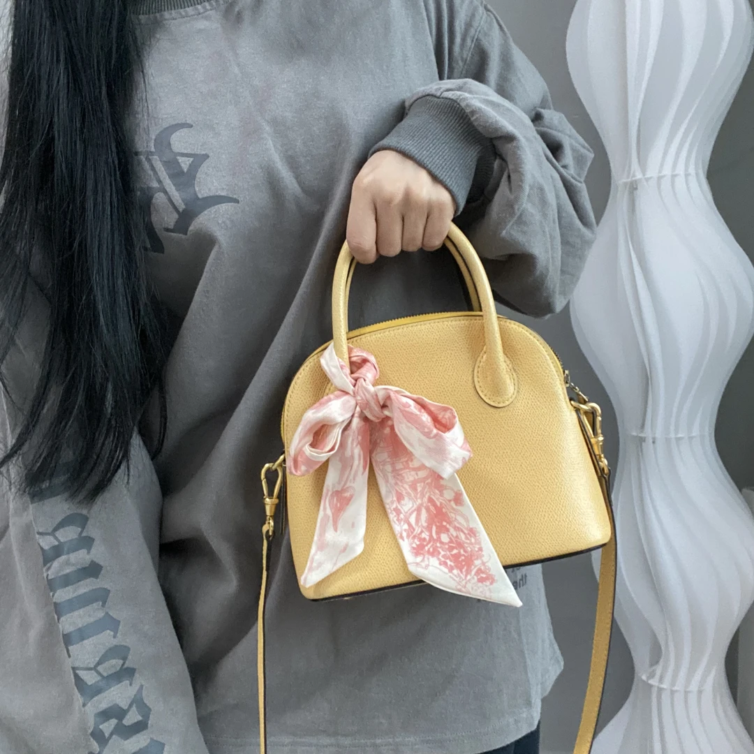 95新 Celine/思琳 【可】黄色颗粒皮小贝壳手提斜挎包 00 1126