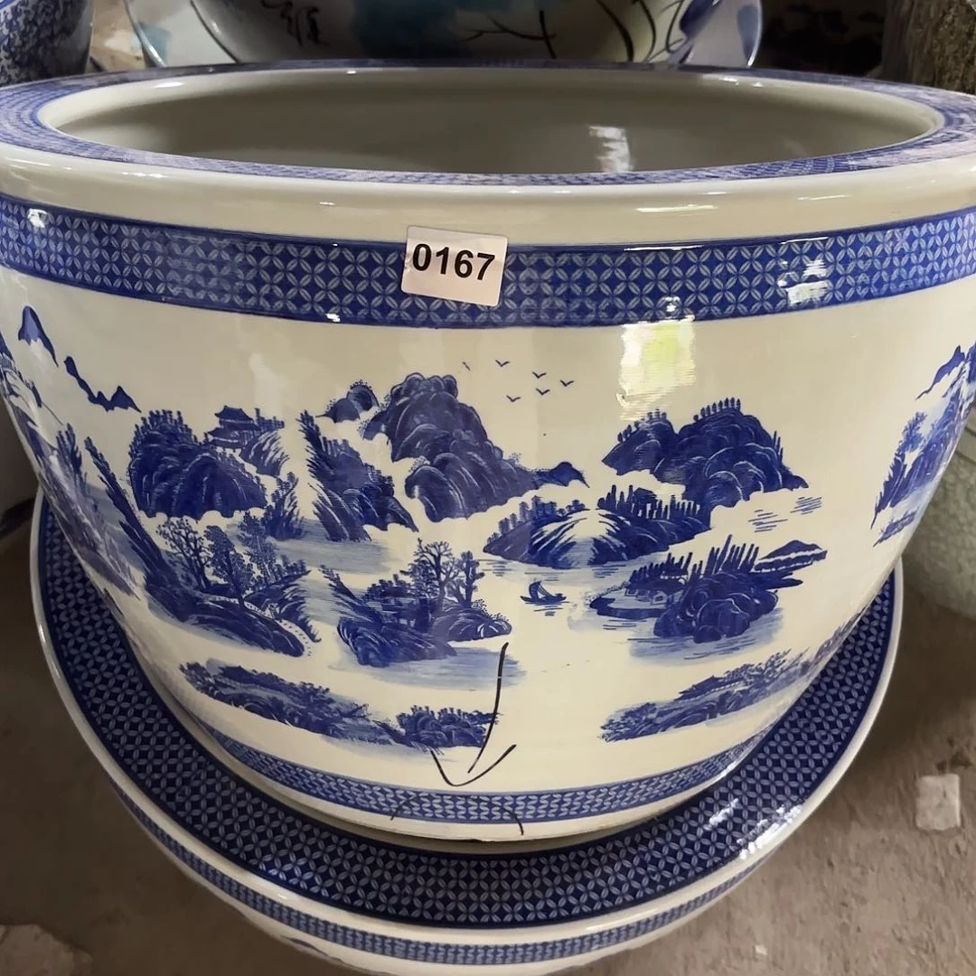 缸瑕疵60陶瓷缸山水0167