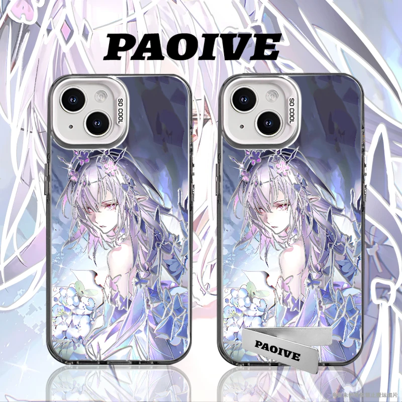 适用苹果华为vivo一加iPhone14小米三星瑕蝶防摔彩银手机壳