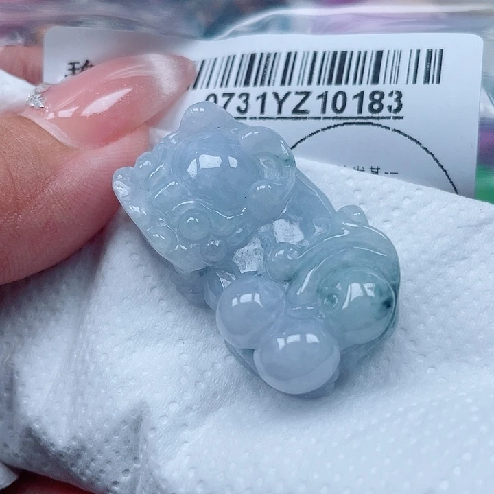 翡翠足银镀金镶嵌吊坠(不含链)