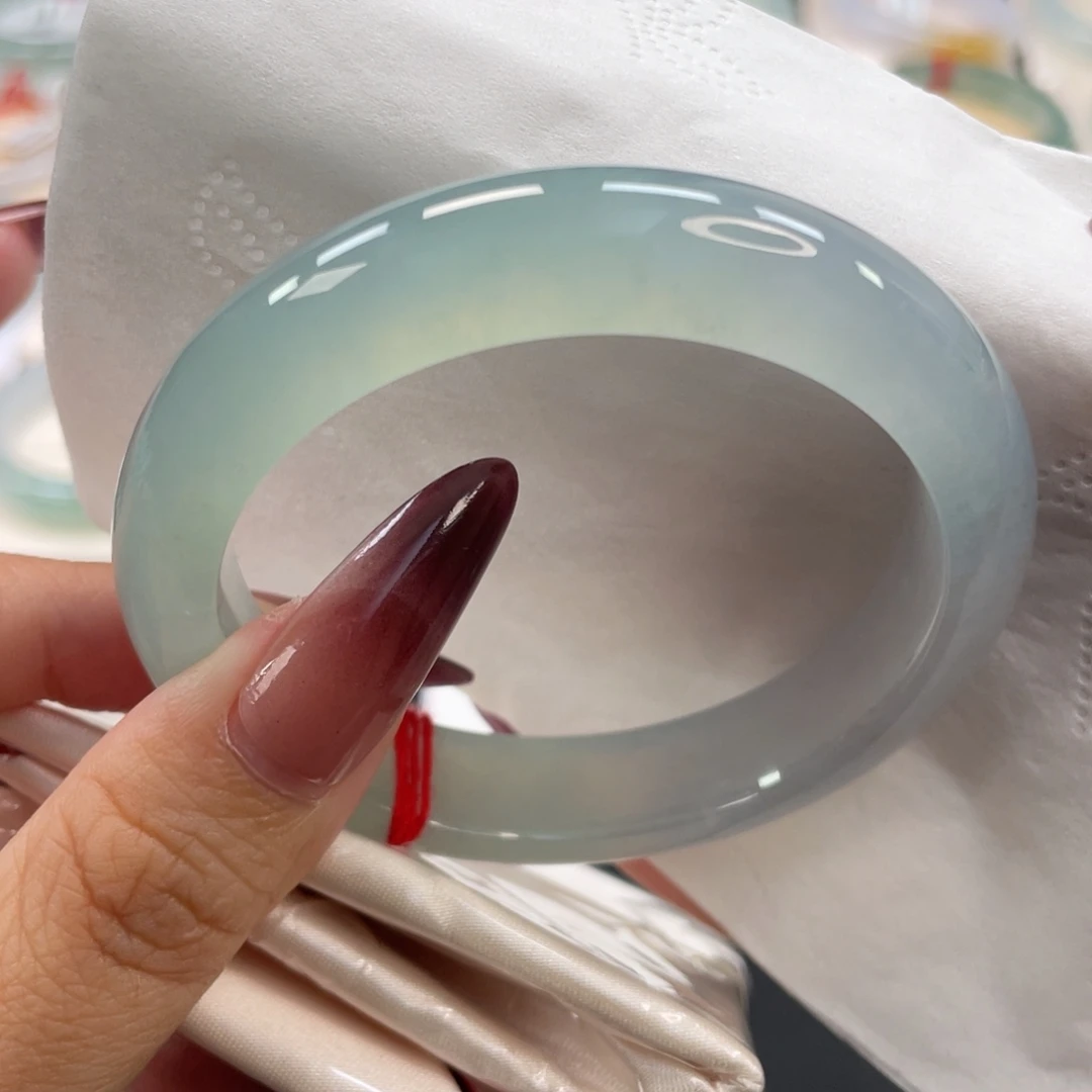 翡翠未镶嵌手镯25号54种老冰胶浓晴绿飘紫