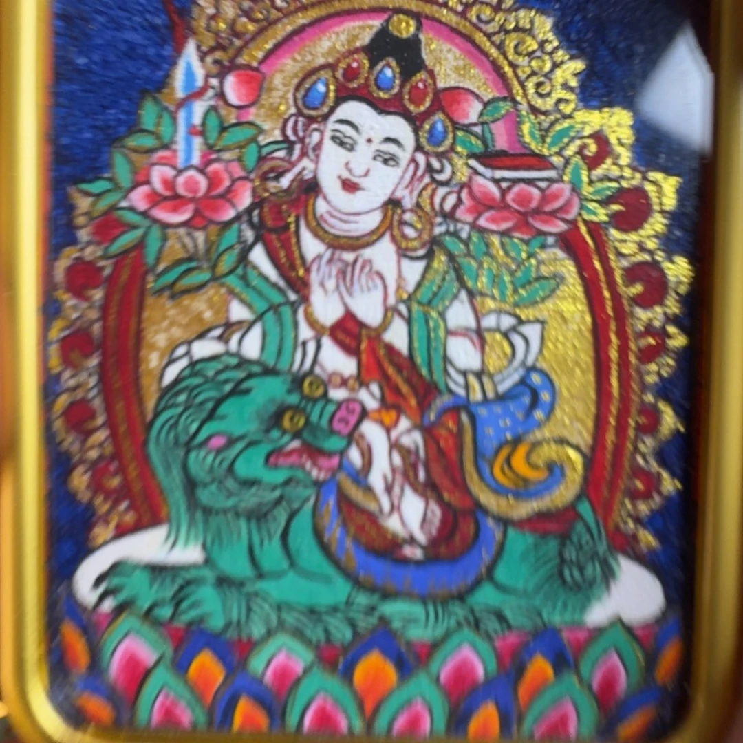 吊坠纯手绘文殊菩萨唐卡