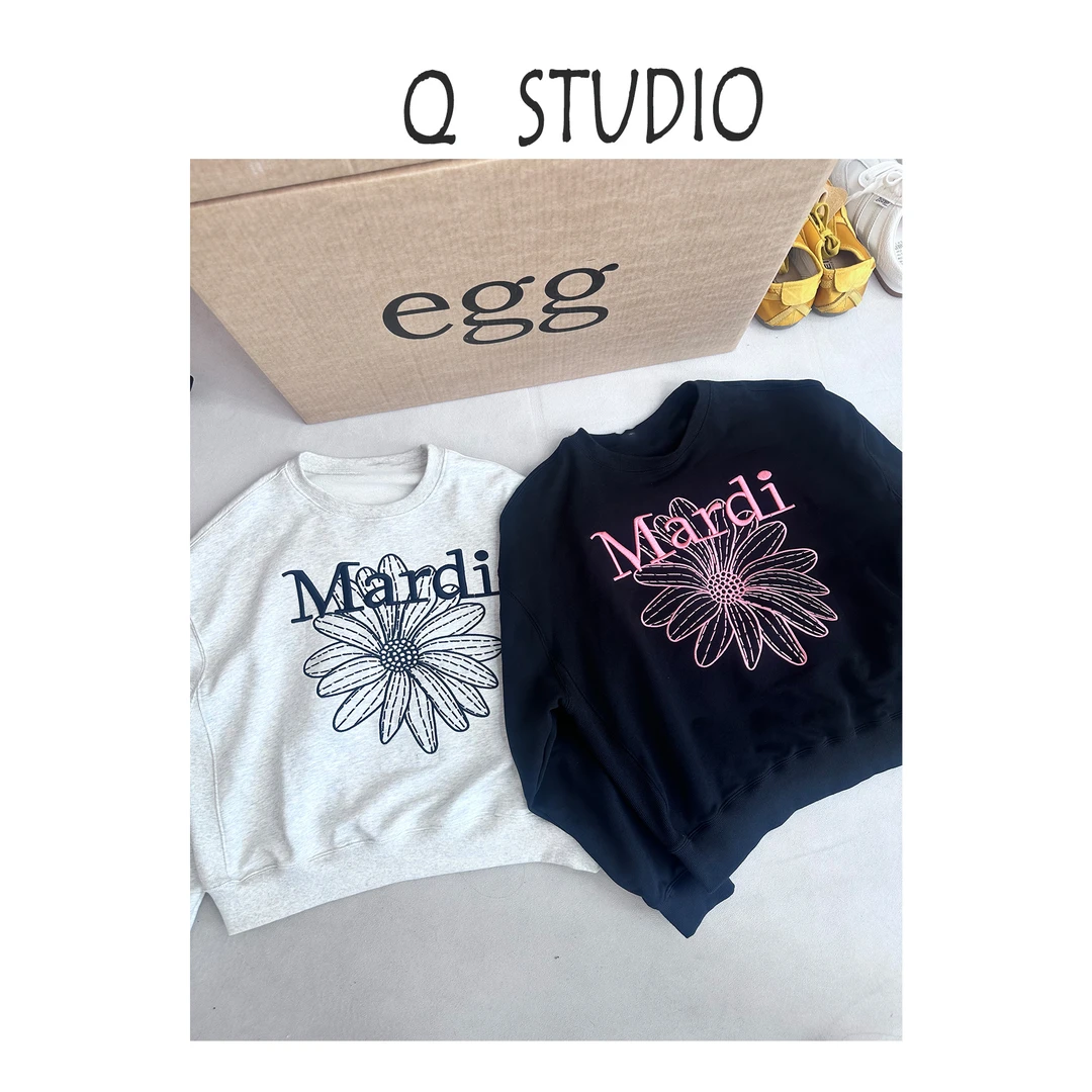 【韩单MARDI】春秋款式刺绣蝙蝠袖卫衣长袖小众品牌保暖透气纯棉